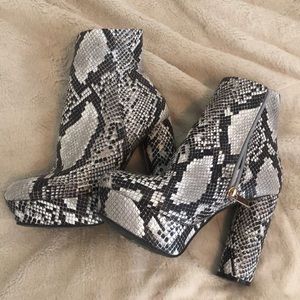 Snake print booties
